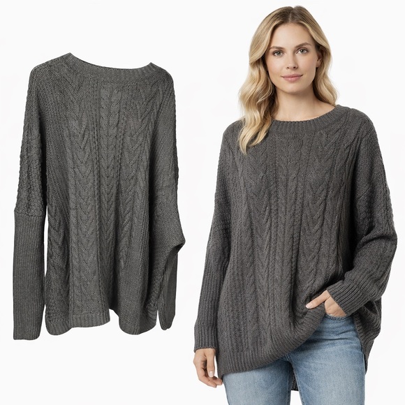 Natural Reflections Sweaters - Natural Reflections | Cable Knit Sweater | Gray | Acrylic | XXL